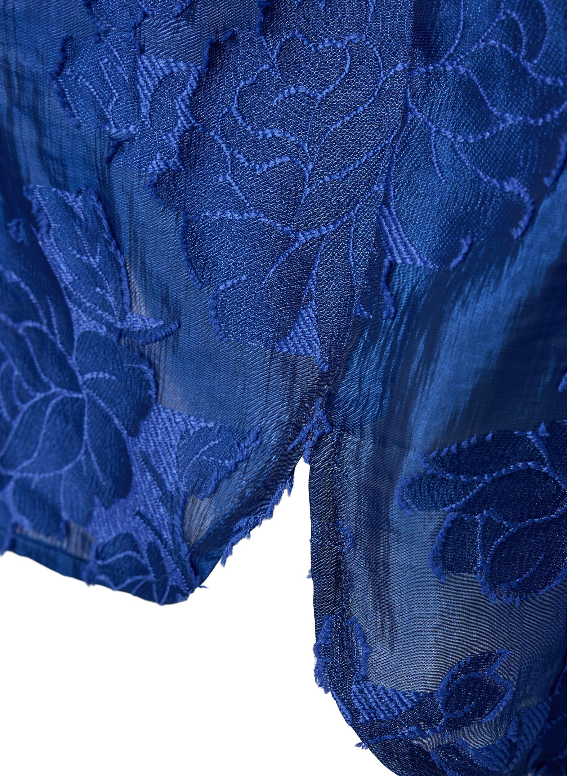 Zizzi Lange jacquard shirt, Mazarine Blue, Packshot image number 3