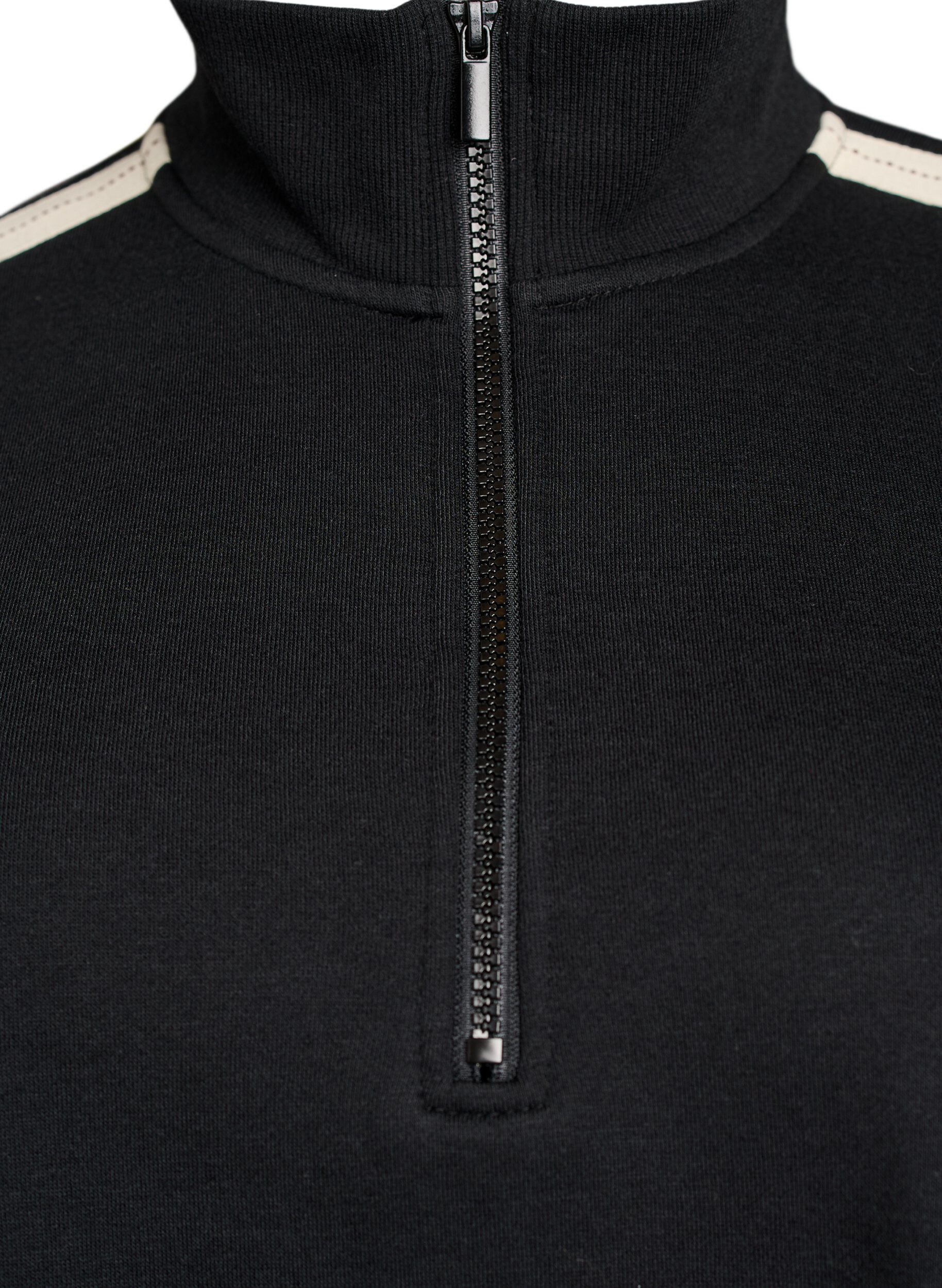 Zizzi Korte sweatshirtjurk met een hoge hals, Zwart, Packshot image number 2