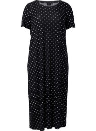 Midi-jurk van viscose met korte mouwen, Black Dot