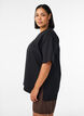 Active T-shirt met een losse pasvorm en geborduurde statement, Zwart, Model image number 3