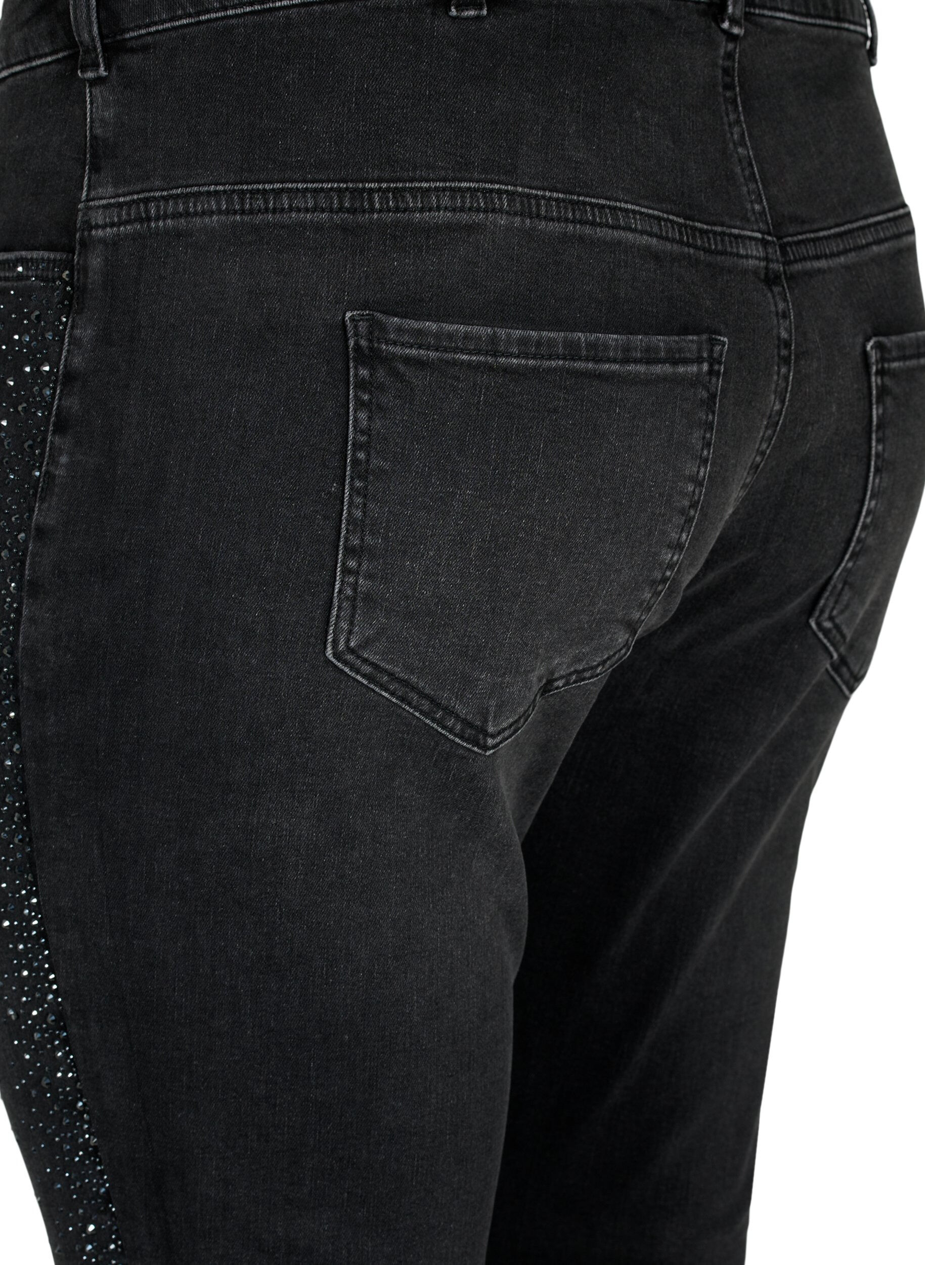 Zizzi  Amy jeans met hoge taille en strassteentjes, Grey Denim, Packshot image number 3
