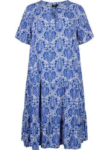 Viscose jurk met print en korte mouwen, S. the web Oriental, Packshot image number 0