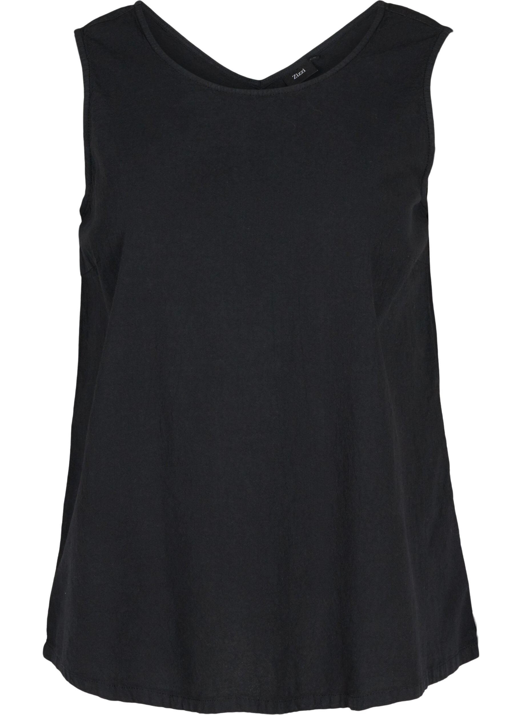 Zizzi Mouwloze top in katoen, Black, Packshot image number 0