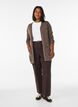 Lang gebreid vest in viscosemix, Bruin, Model image number 1