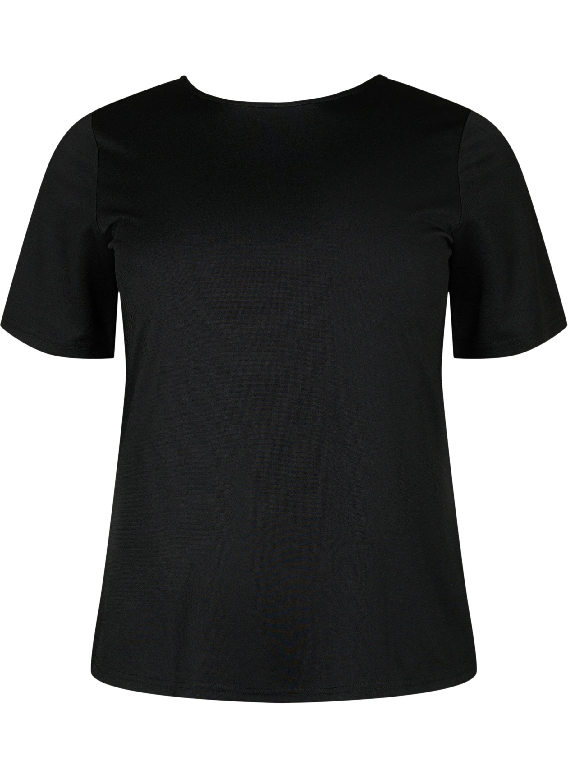 Zizzi Omkeerbare blouse met trekkoord, Black, Packshot image number 3