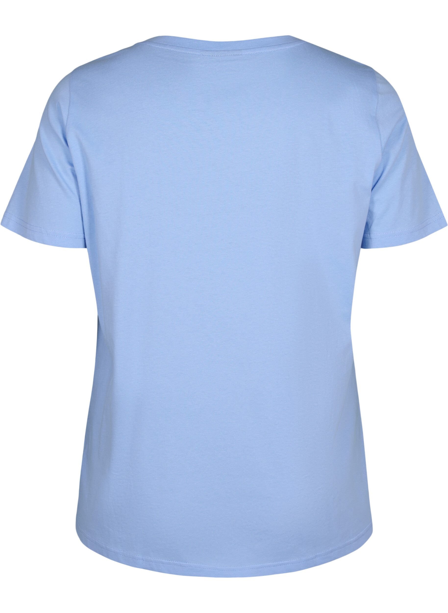 Zizzi Katoenen T-shirt met tekstopdruk, Serenity w. Paris, Packshot image number 1