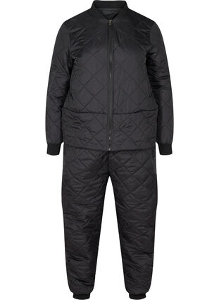 Gewatteerde 2-in-1 jumpsuit met zakken, Black, Packshot image number 0