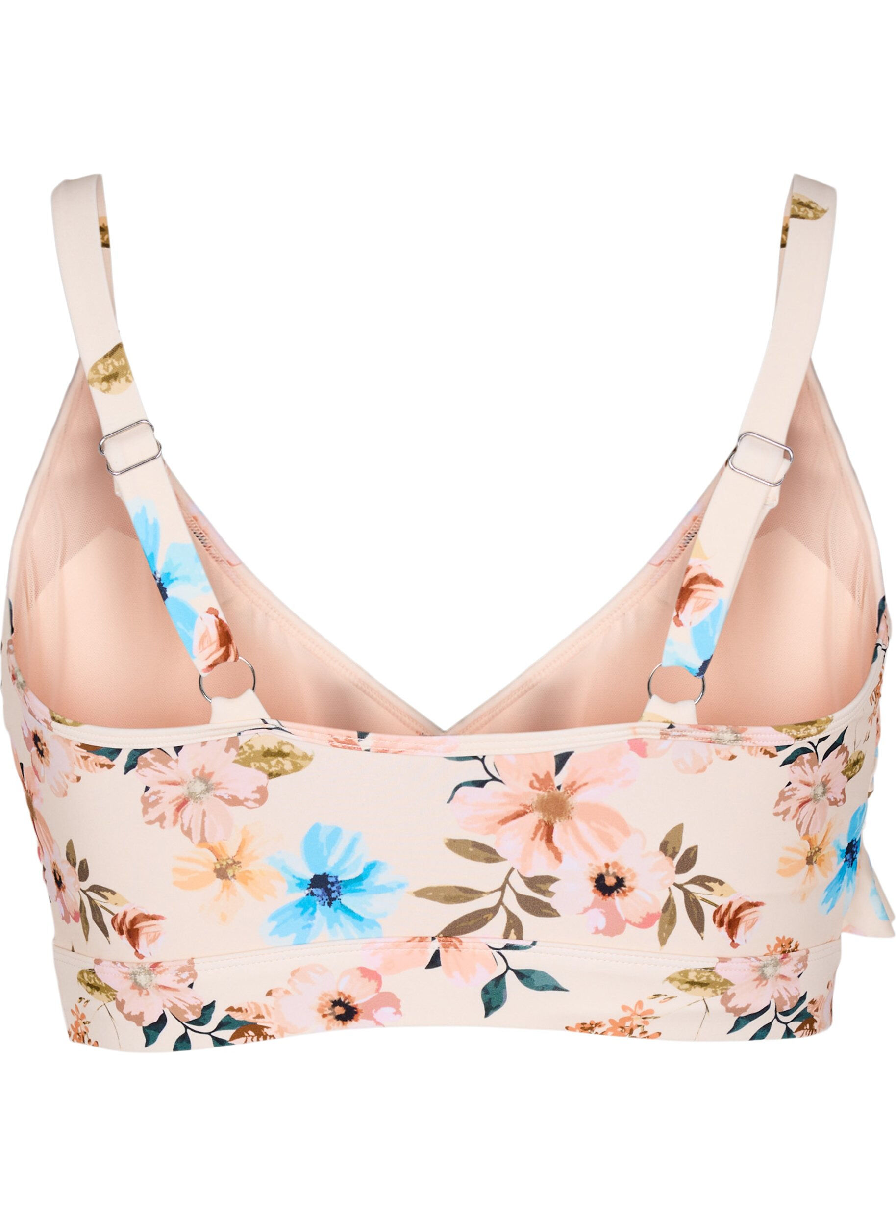 Zizzi Bloemen bikinitop met ruches, Beige, Packshot image number 1