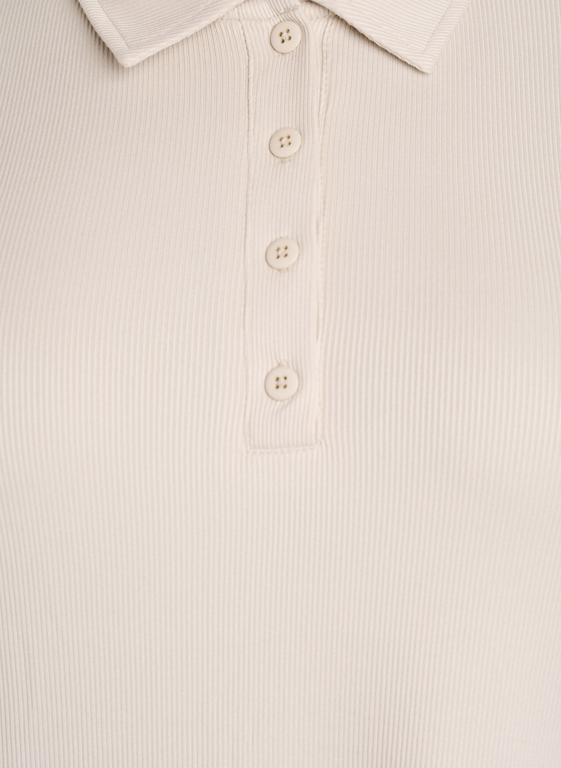 Zizzi Polo in zachte rib met lange mouwen, Beige, Packshot image number 2