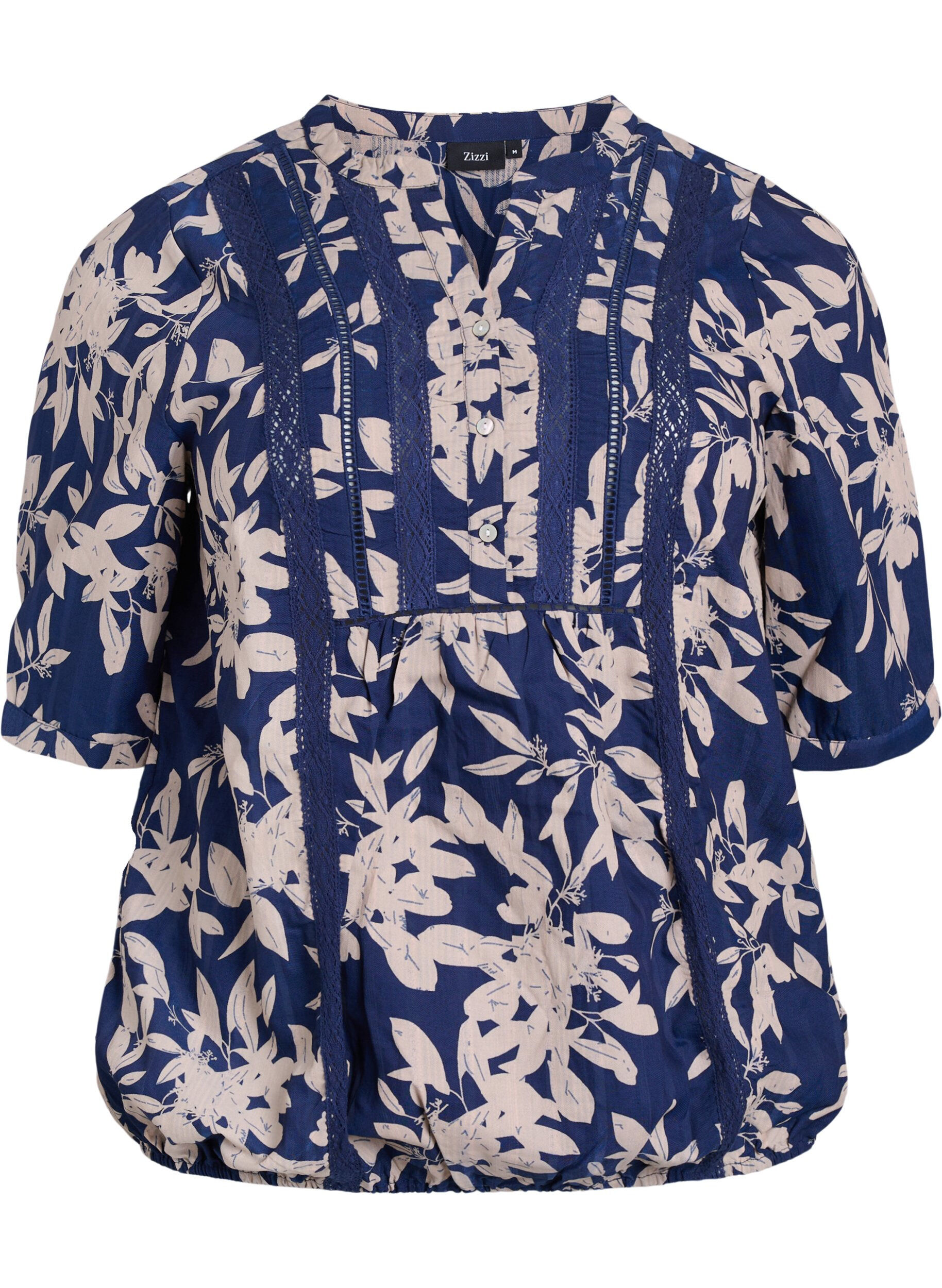 Zizzi Blouse met print en 1/2 mouwen, Blauw, Packshot image number 0