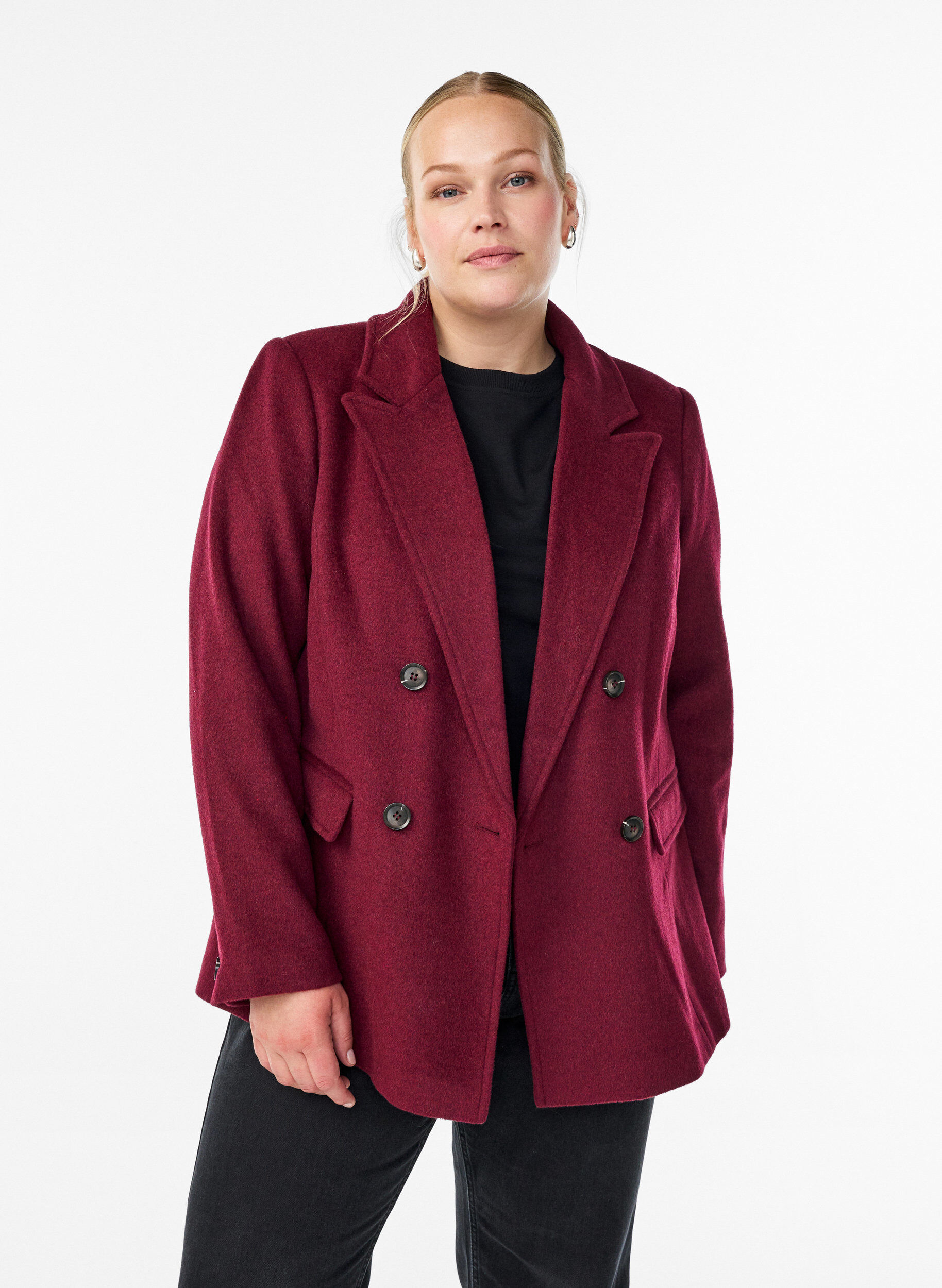 Blazer met een double-breasted sluiting en klassieke revers, Rood, Model