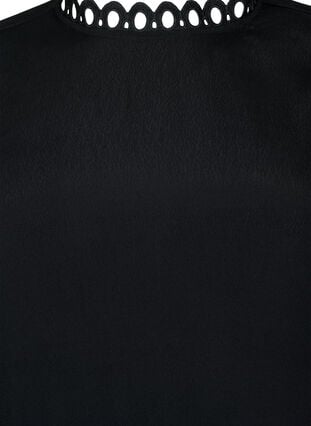 Viscose jurk met crochet mouwen, Black, Packshot image number 2