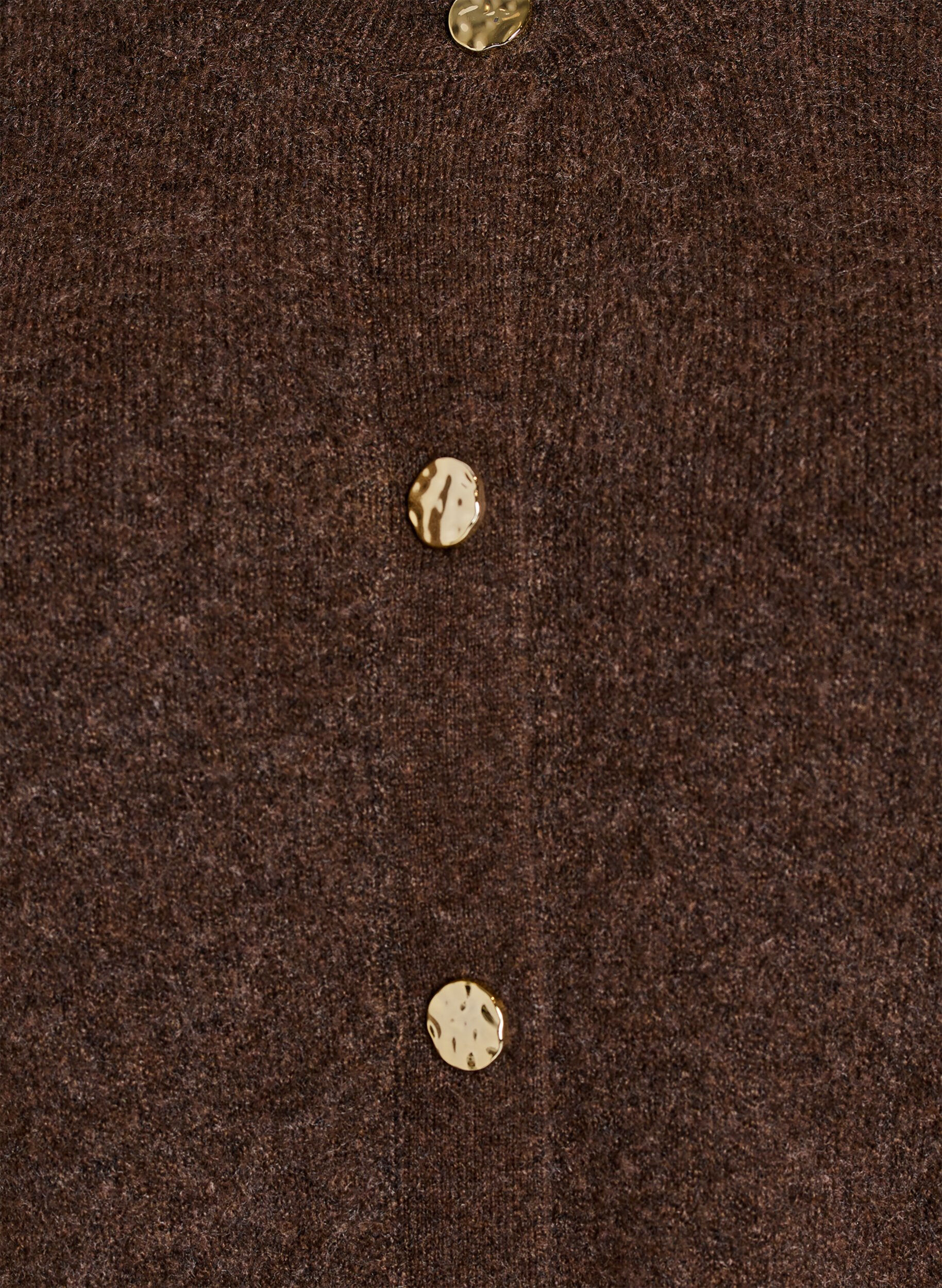 Zizzi Cardigan in zacht breisel met goudkleurige knopen, Bruin, Packshot image number 2