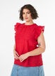 Blouse met textuur en ruches zonder mouwen, Rood, Model image number 0