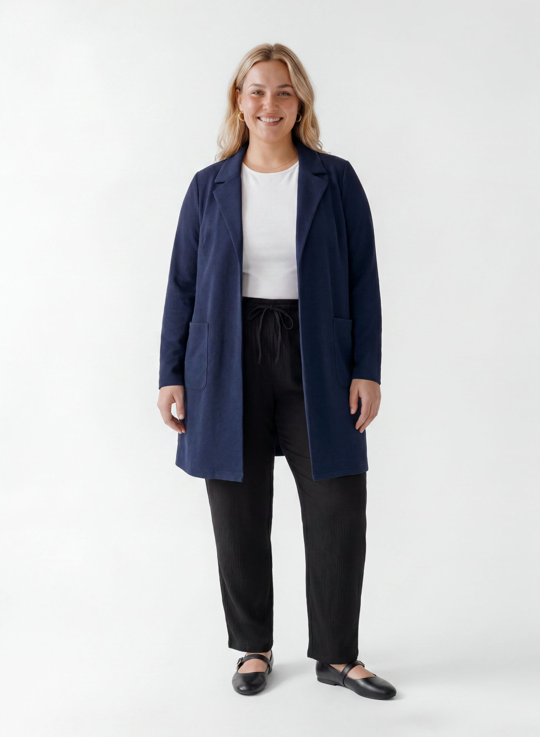 ZizziLange jas met zakken, Blauw, Model image number 1