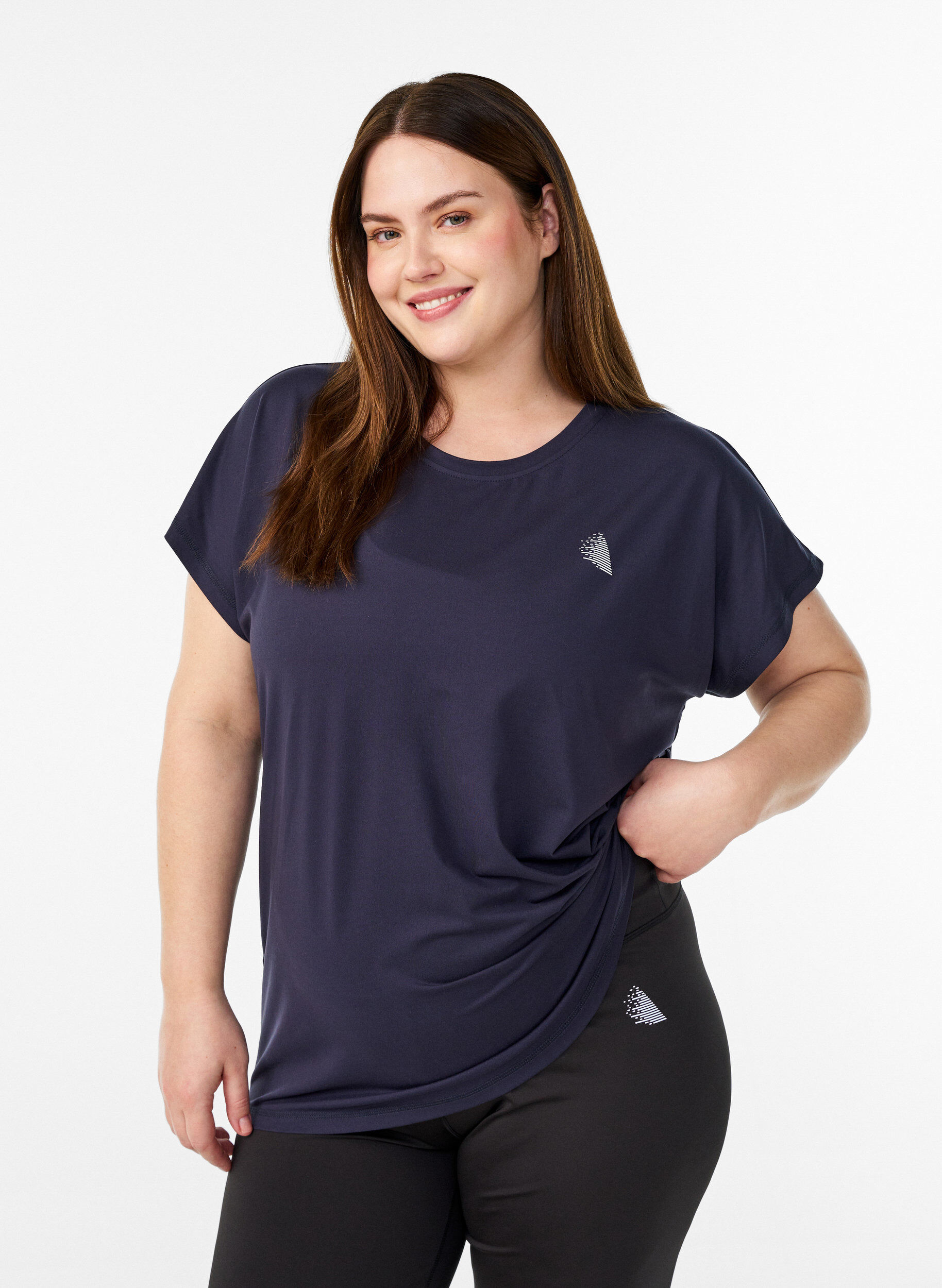 Effen gekleurd trainingsshirt, Blauw, Model