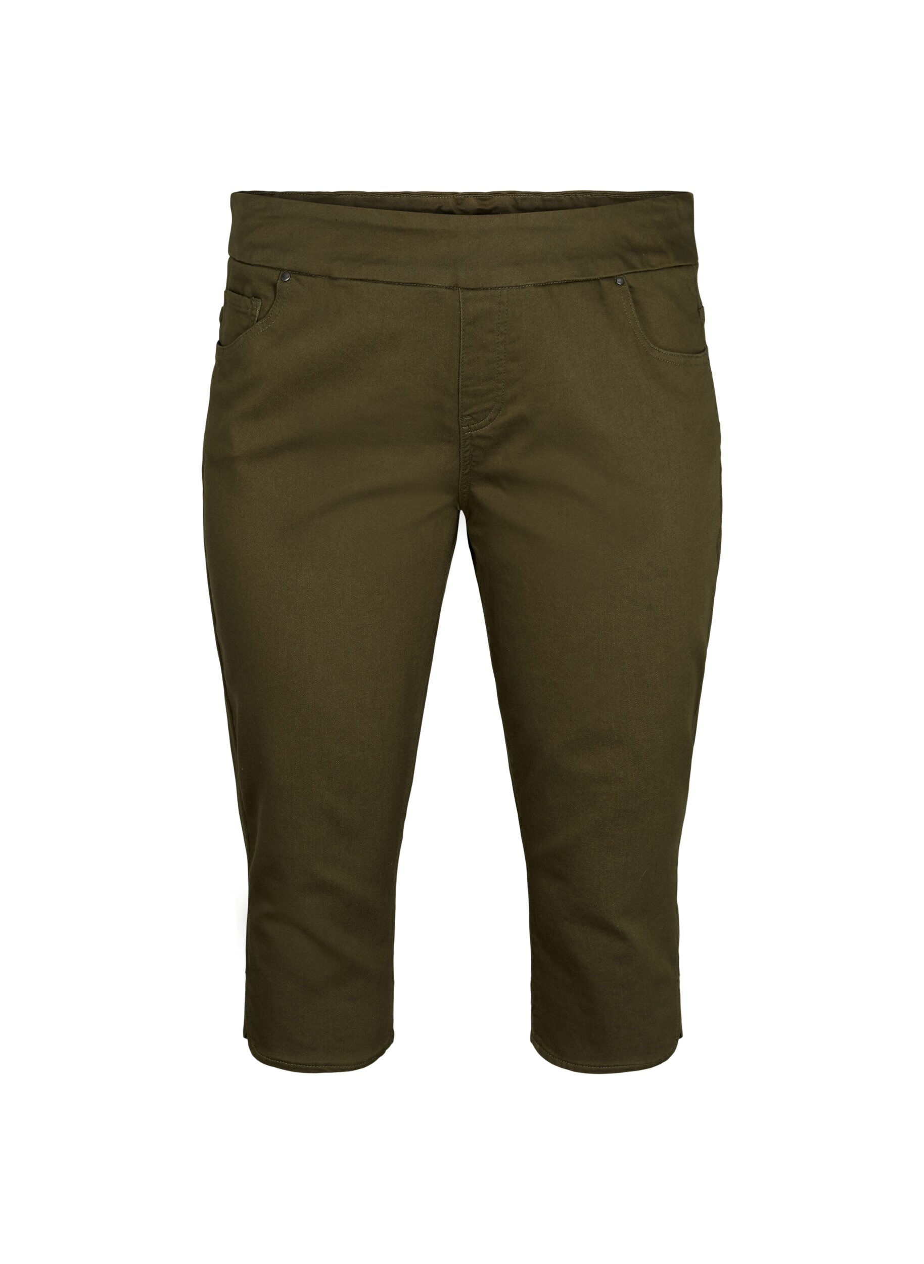 Zizzi Nauwsluitende driekwart broek in katoenmix, Ivy Green, Packshot image number 0