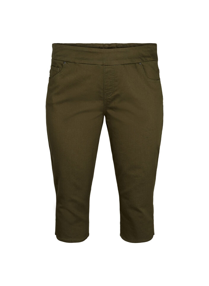 Nauwsluitende driekwart broek in katoenmix, Ivy Green, Packshot image number 0
