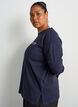 Jerseyblouse met lange mouwen en tekstprint, Blauw, Model image number 3