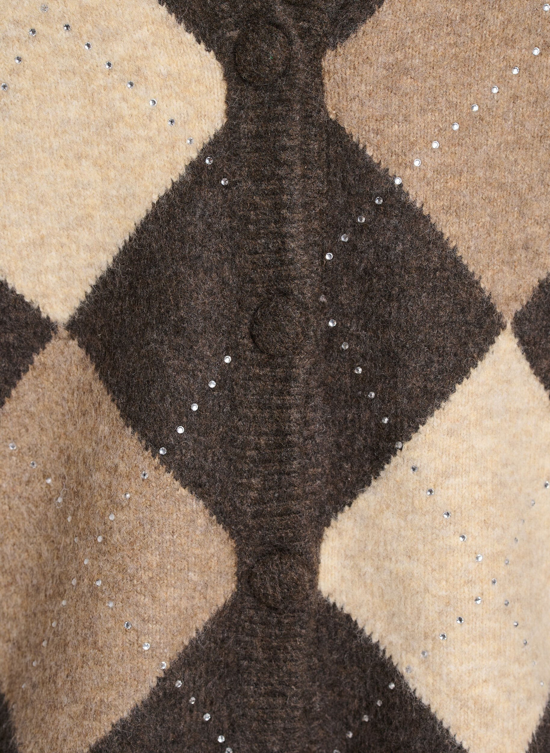 ZizziArgyle vest met strass-steentjes, Bruin, Packshot image number 2