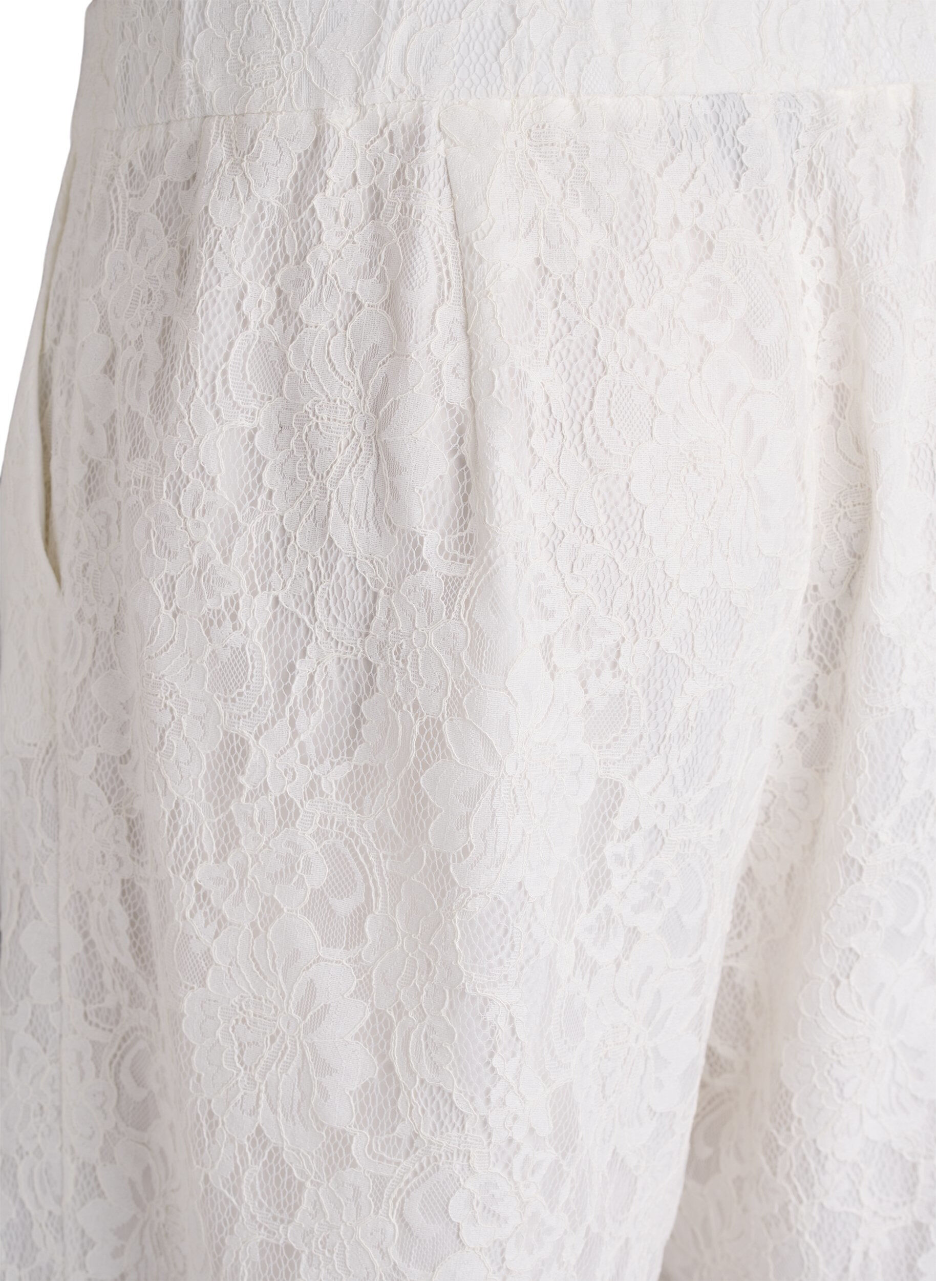 Zizzi Bermuda shorts van kant met hoge taille, Vanille, Packshot image number 3