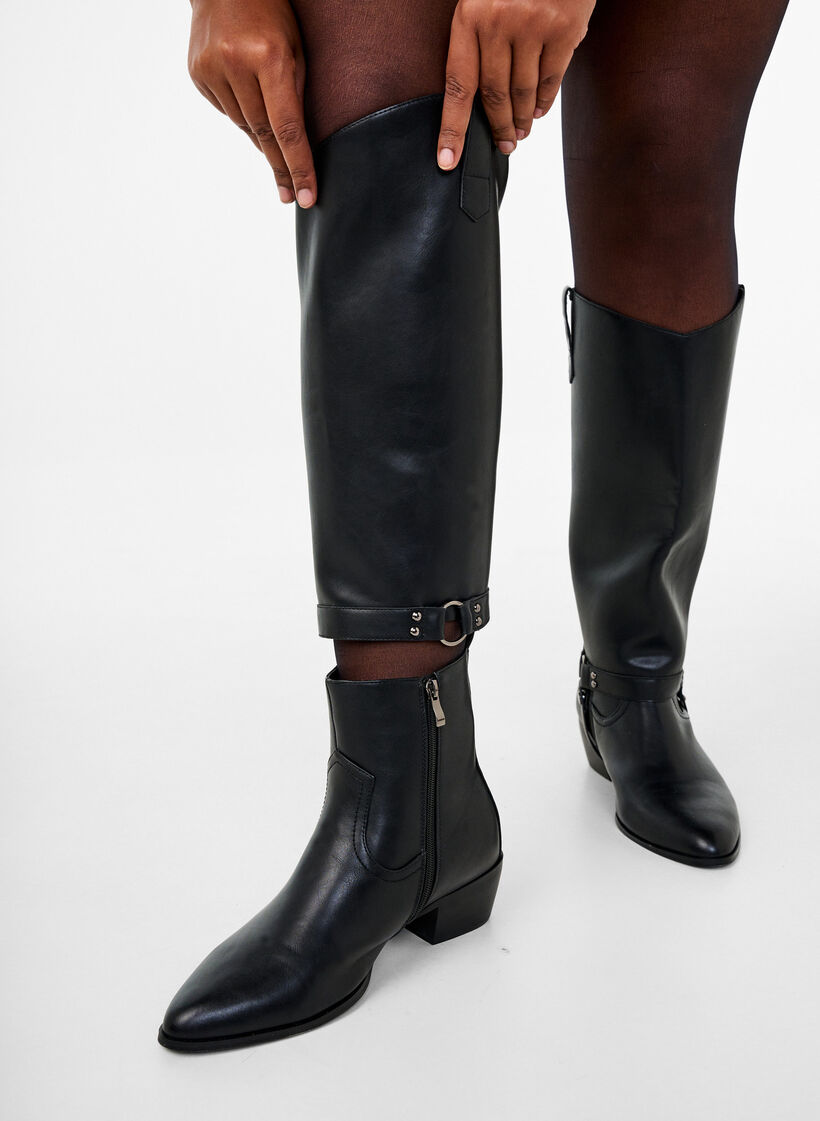 Hoge laars met afneembare schacht, Zwart, Model image number 3