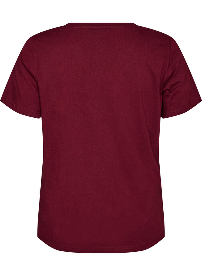 T-shirt van biologisch katoen met sportieve tekstprint, Rood, Packshot image number 1
