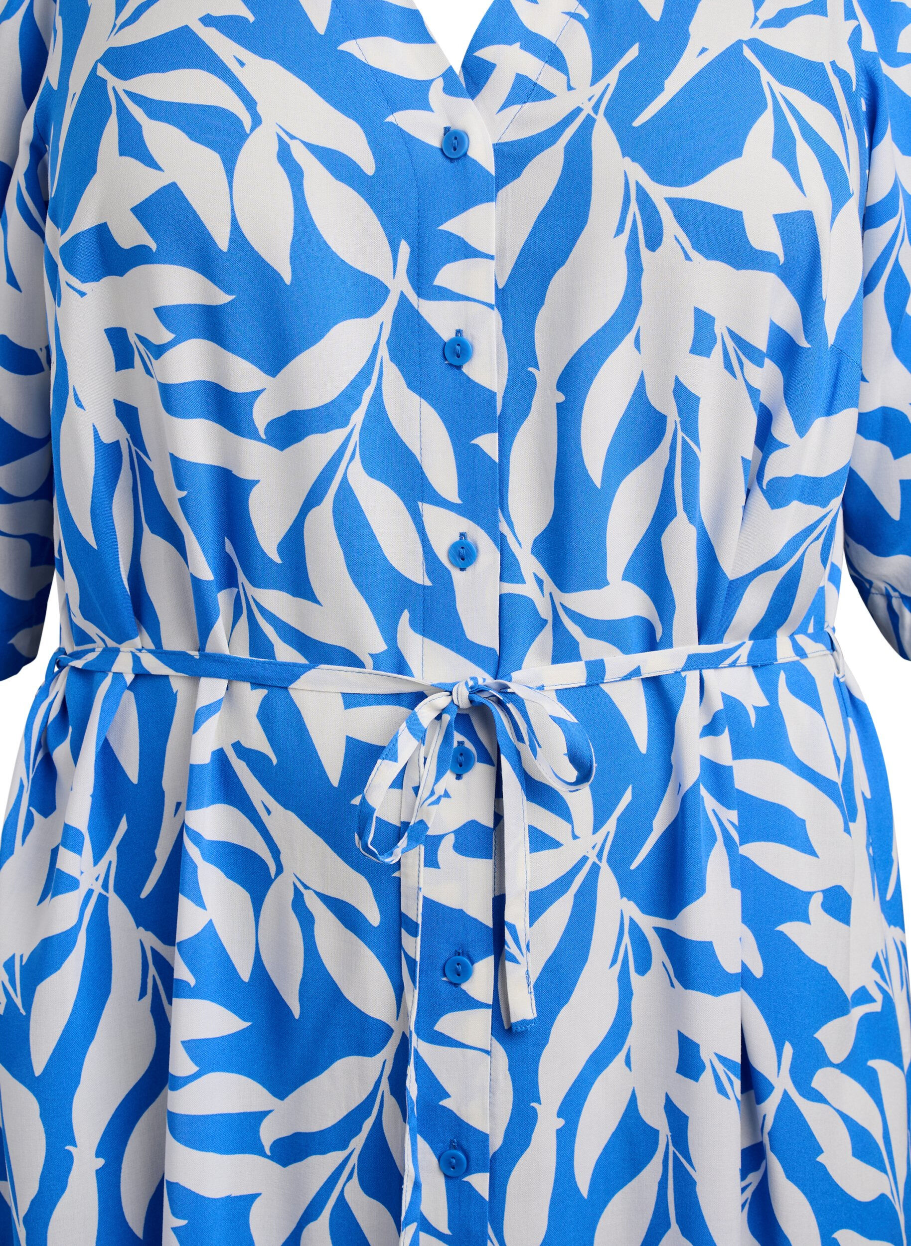 Zizzi Jurk met print en strikceintuur, Blauw, Packshot image number 2