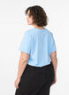 Basic katoenen T-shirt met ronde hals, Blauw, Model image number 2
