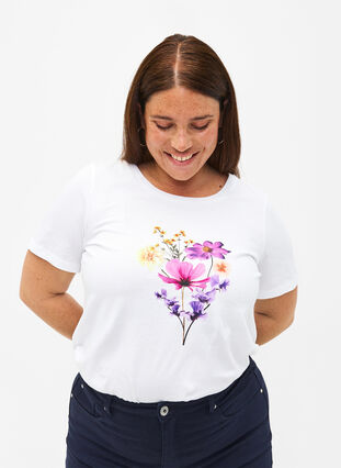 T-shirts met bloemenmotief, Bright W. w. Flower, Model image number 0