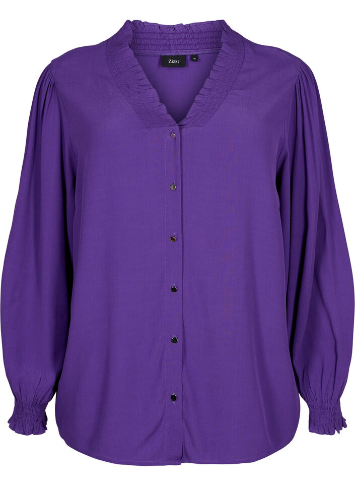 Viscose Shirt blouse met lange mouwen, Heliotrope, Packshot image number 0