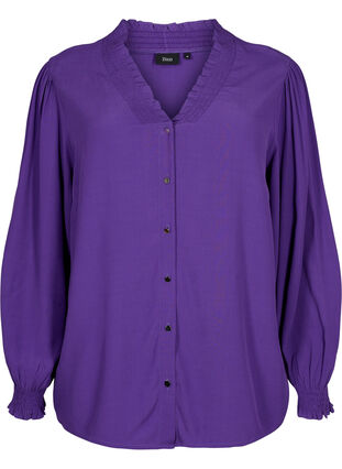 Lange mouw shirt blouse in viscose, Heliotrope, Packshot image number 0