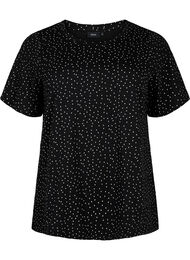 T-shirt van biologisch katoen met stippen	, Black w. White Dot