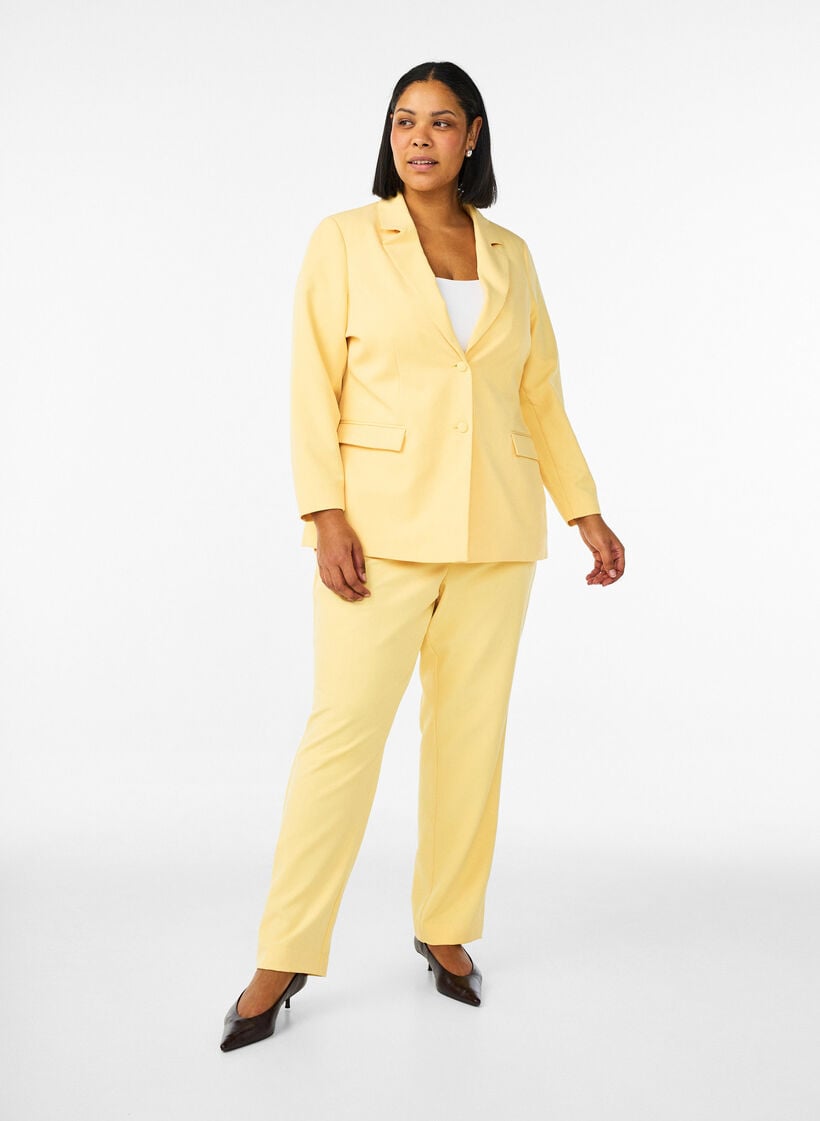 Klassieke blazer met knoopsluiting, Geel, Model image number 1