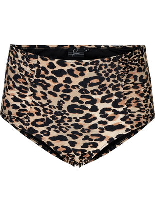 Bikinibroekje met hoge taille en bloemenprint, Leopard Print, Packshot image number 0