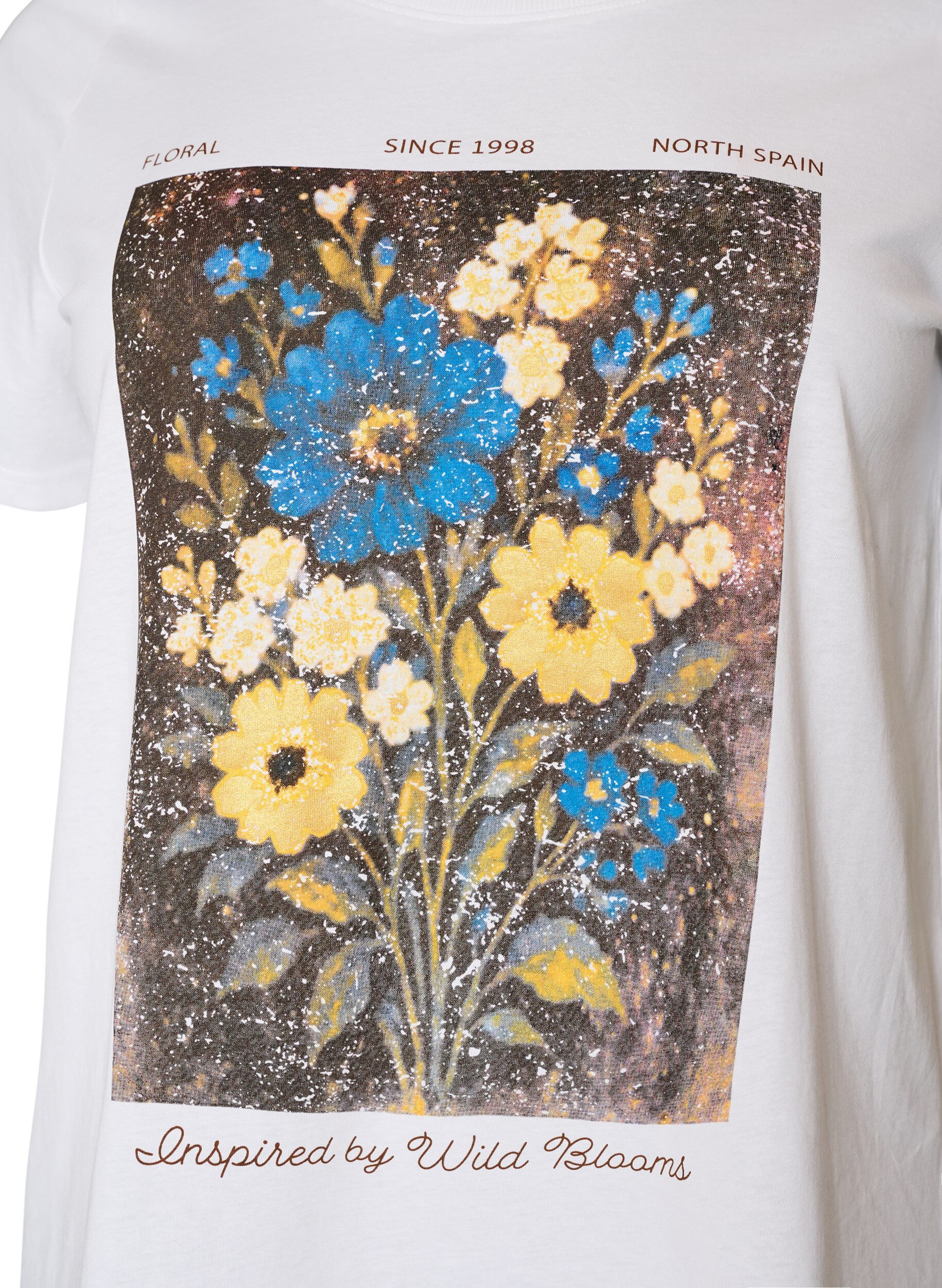 ZizziKatoenen T-shirt met print aan de voorkant, Wit, Packshot image number 2