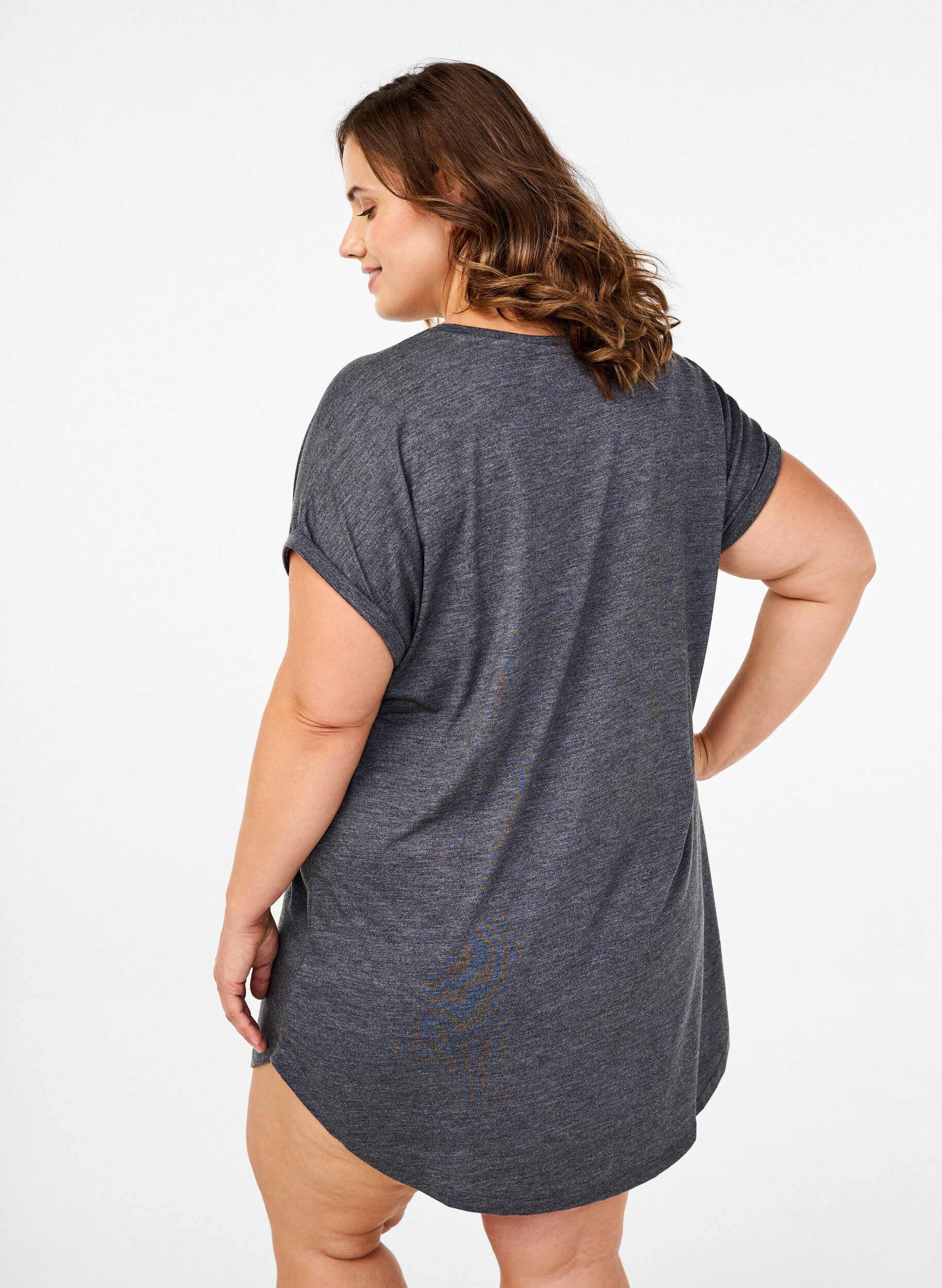 Zizzi Nachthemd met korte mouwen en tekstprint, , Model image number 2