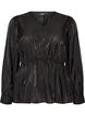 Glanzende viscose blouse met peplumeffect, Zwart, Packshot image number 0