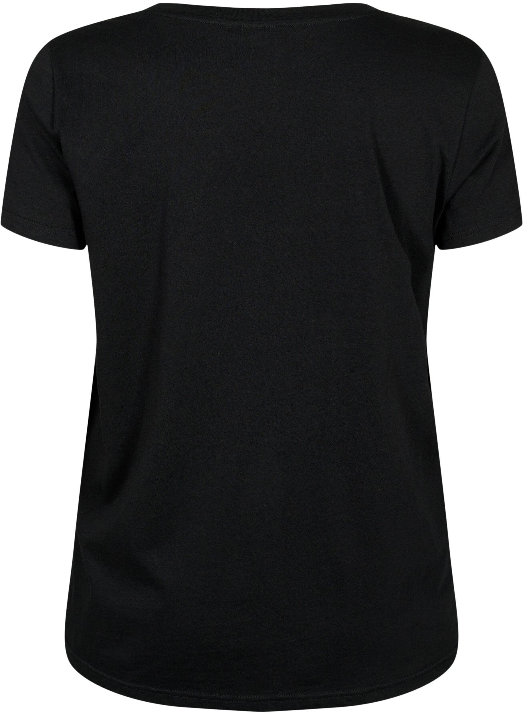 Zizzi Sport-T-shirt met print, Black w. Winner, Packshot image number 1