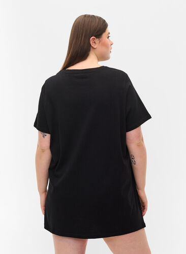 Oversized slaap t-shirt van biologisch katoen, Black w. 93, Model image number 1