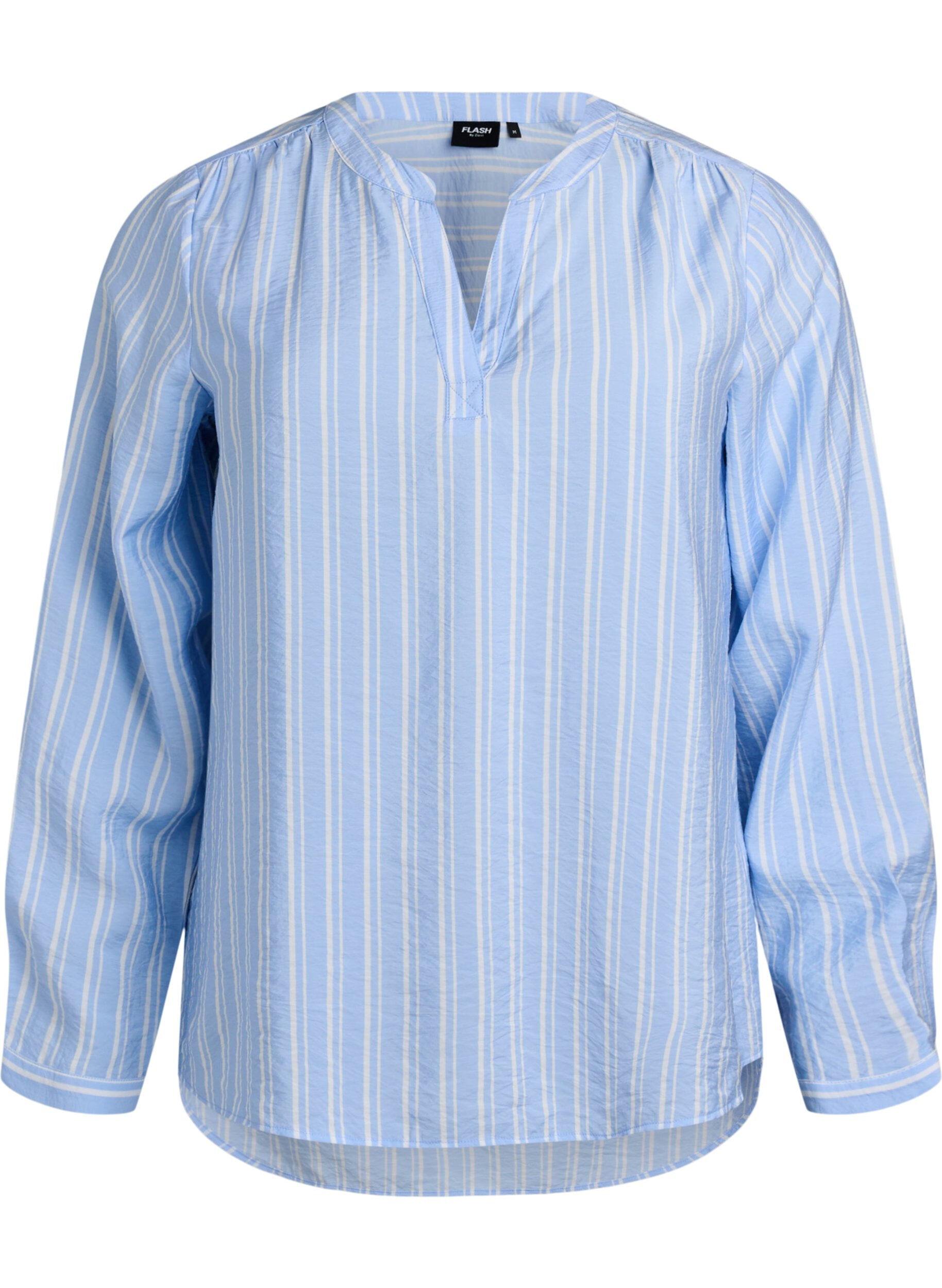 Zizzi FLASH - Gestreepte blouse met V-hals, Blauw, Packshot image number 0