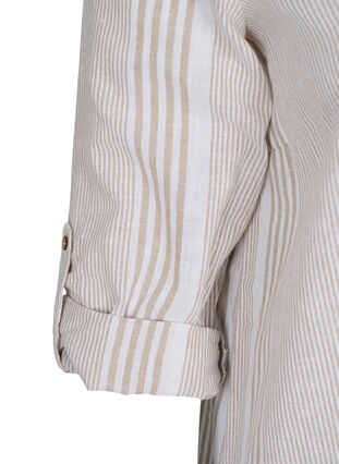 Gestreepte jurk gemaakt van katoen en linnen, White Taupe Stripe, Packshot image number 3