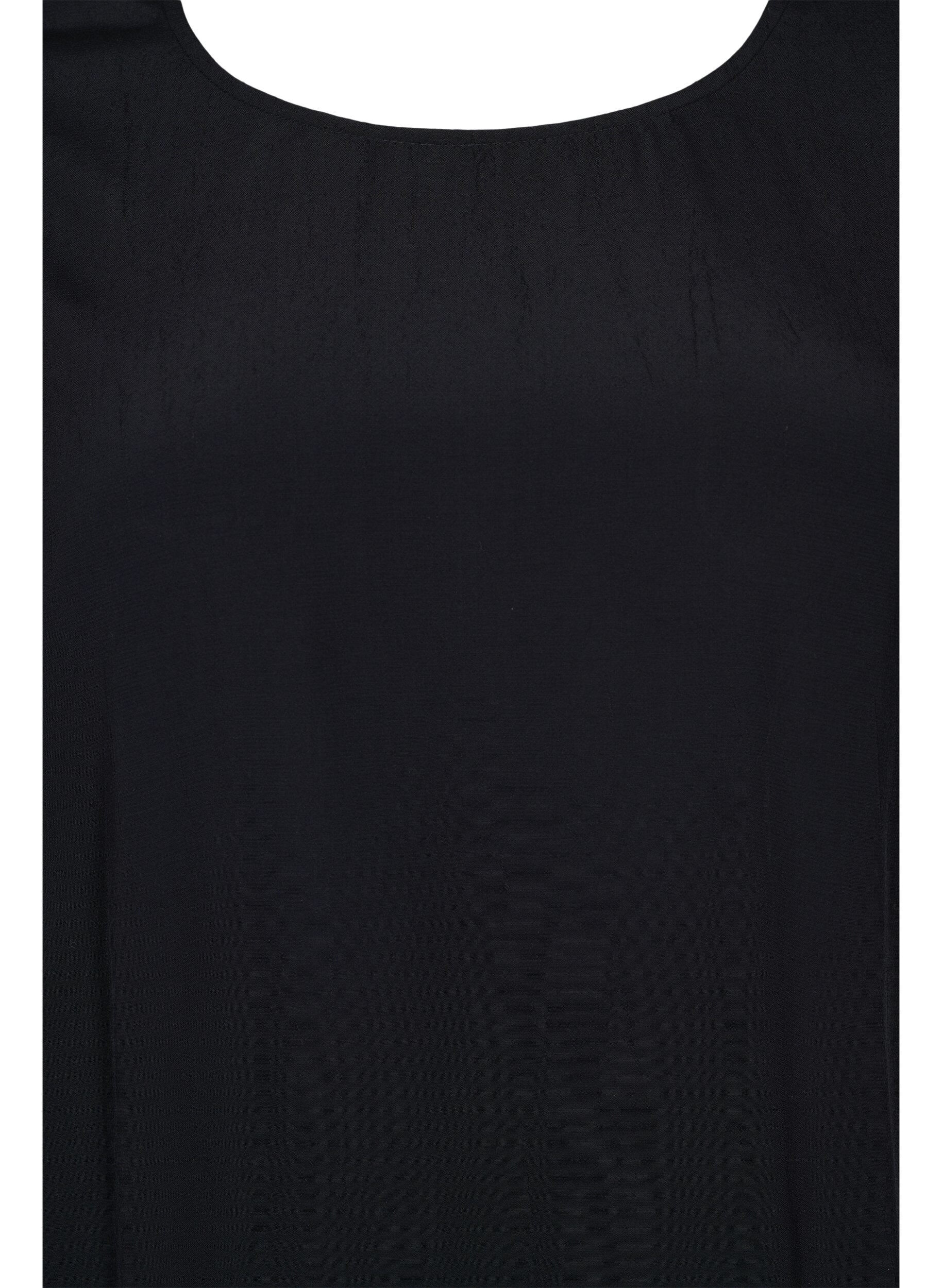 Zizzi Effen viscose blouse met balloneffect, Black, Packshot image number 2