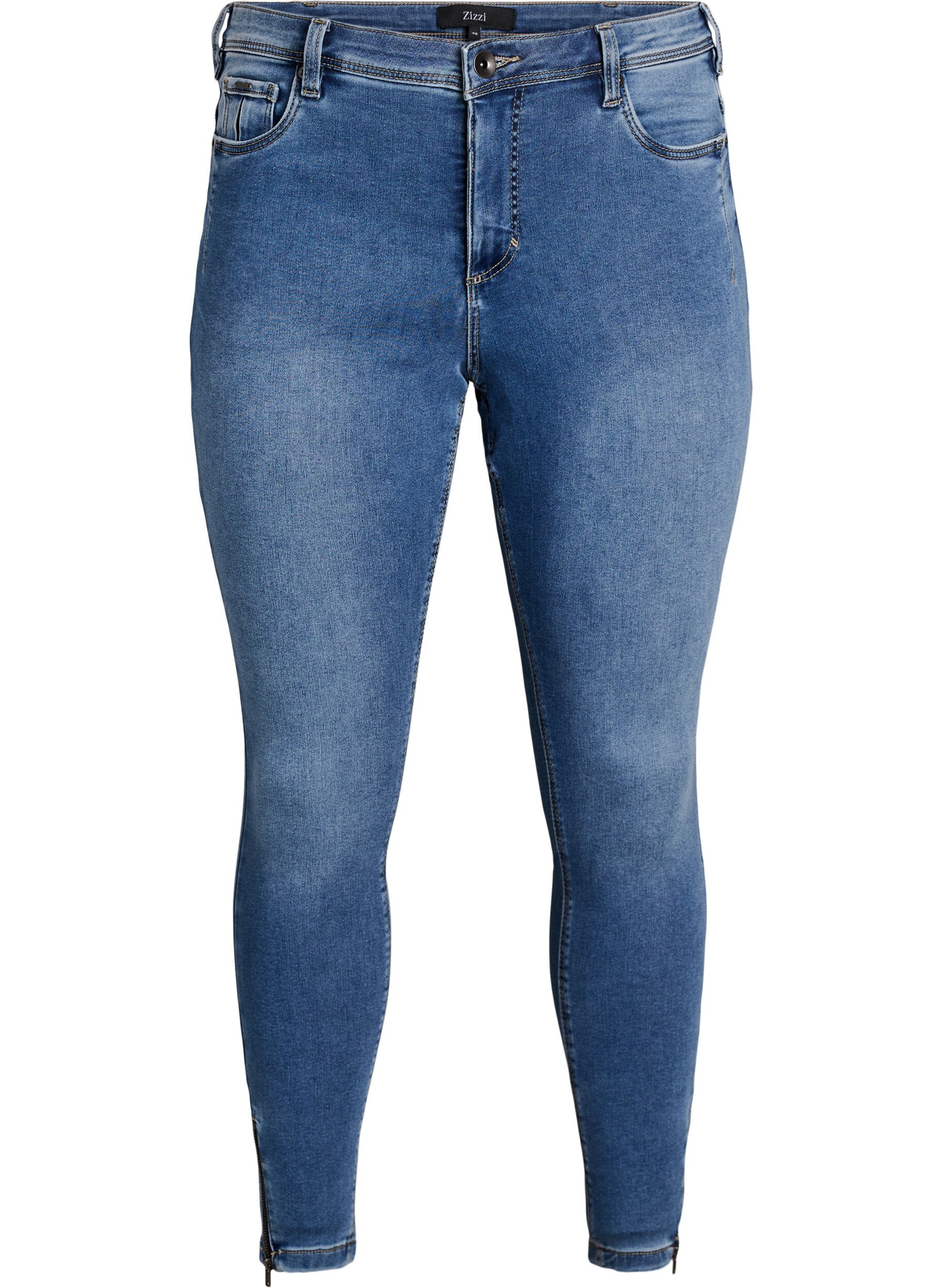 Gecropte Amy jeans met ritssluiting details