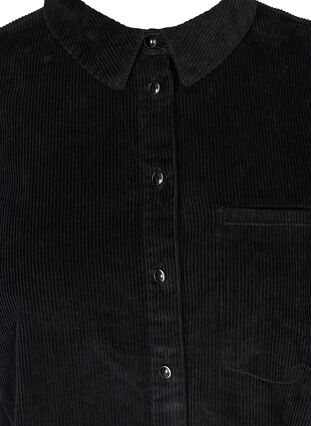 Hemdjurk in fluweel met lange mouwen, Black, Packshot image number 2