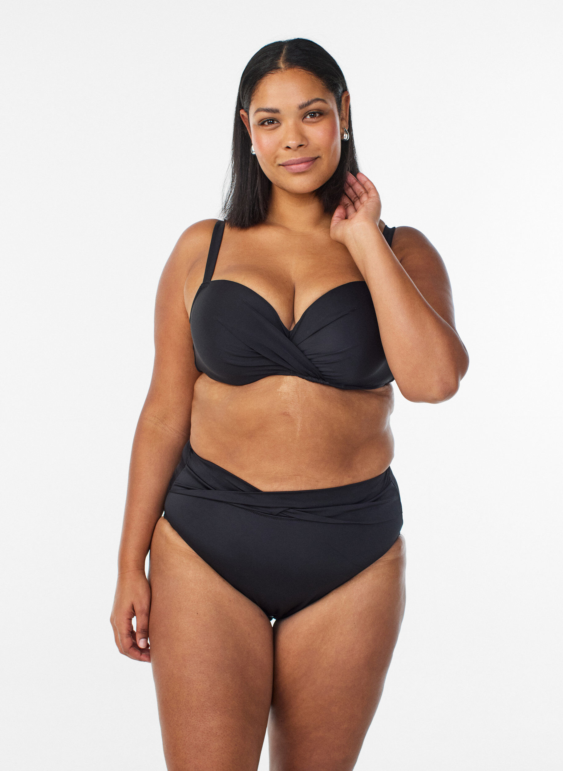 Bikinibroekje met wikkel detail, Zwart, Model