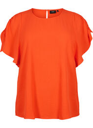 Geribbelde blouse met korte mouw, Orange.com