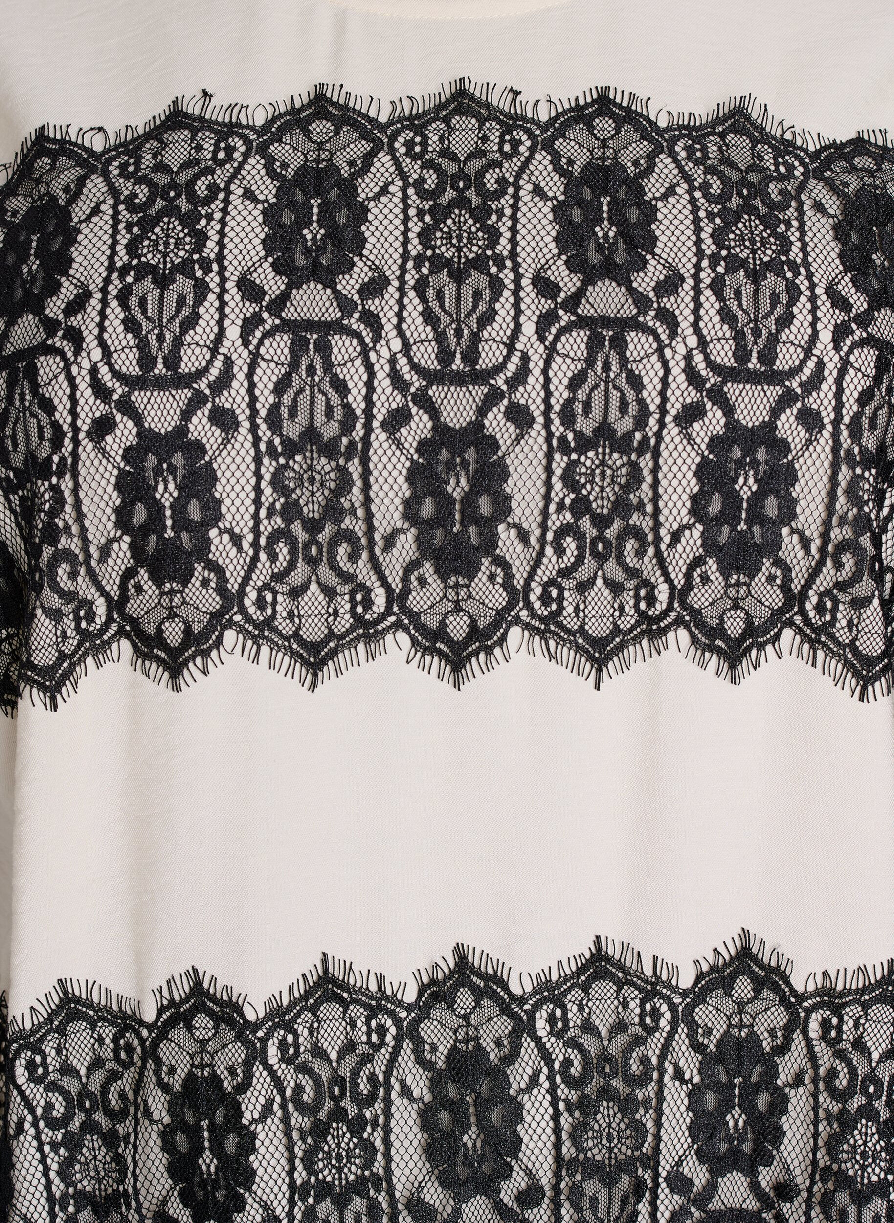 Zizzi Korte jurk met contrasterende kanten panelen, Beige, Packshot image number 2