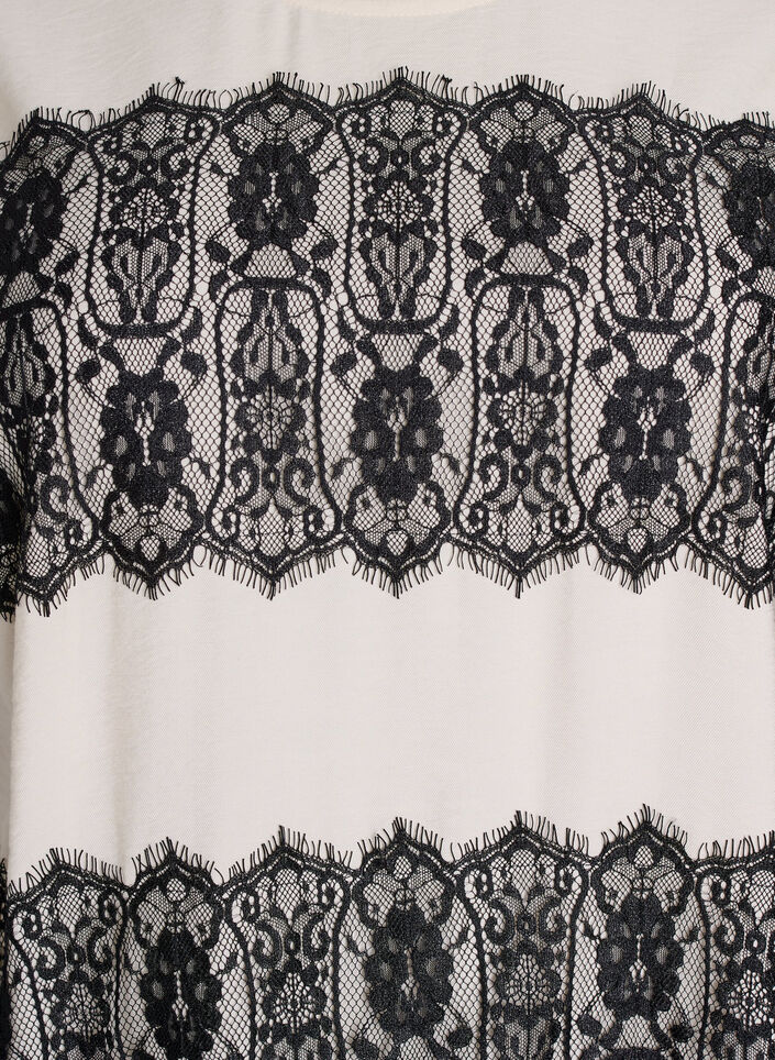 Korte jurk met contrasterende kanten panelen, Beige, Packshot image number 2