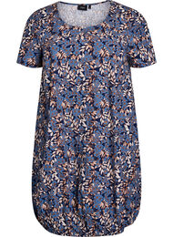 Katoenen jurk met korte mouwen en print, Blauw